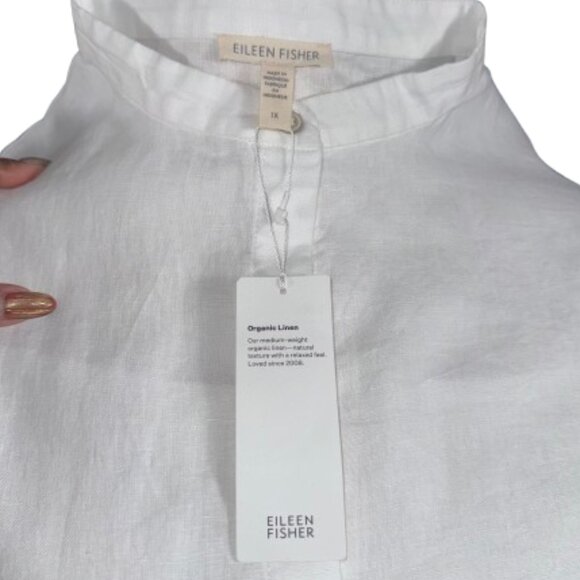 NWT Eileen Fisher Orgnc Linen Mandarin Collar Lagenlook Tunic ShirtDress SZ1X - Picture 10 of 16